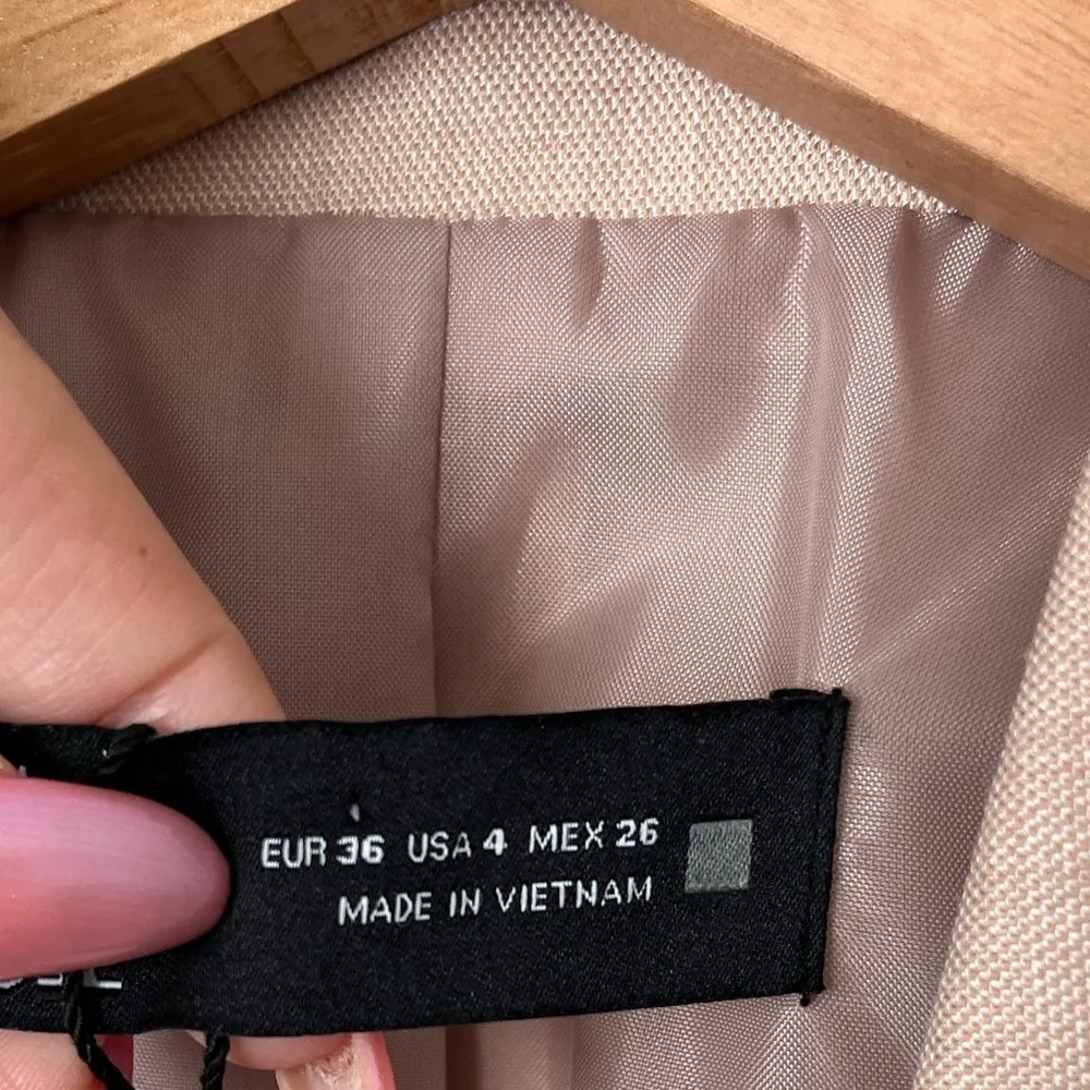 Zara Heathered Tailor Pocketed Button Up Relaxed Lined Blazer Size 4 NEW - Image 4