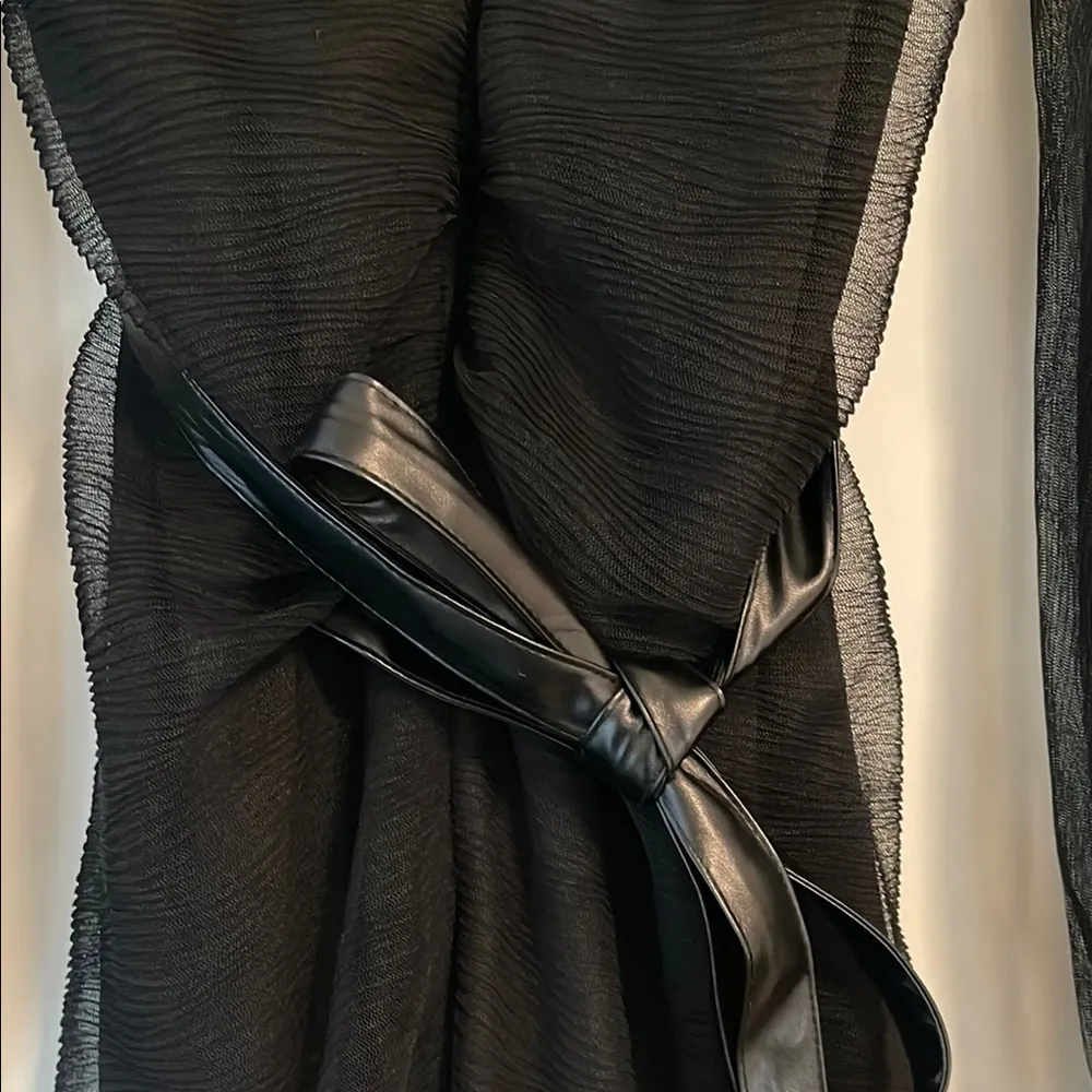 Elegant Black Sheer Mini Dress Size L - Image 4
