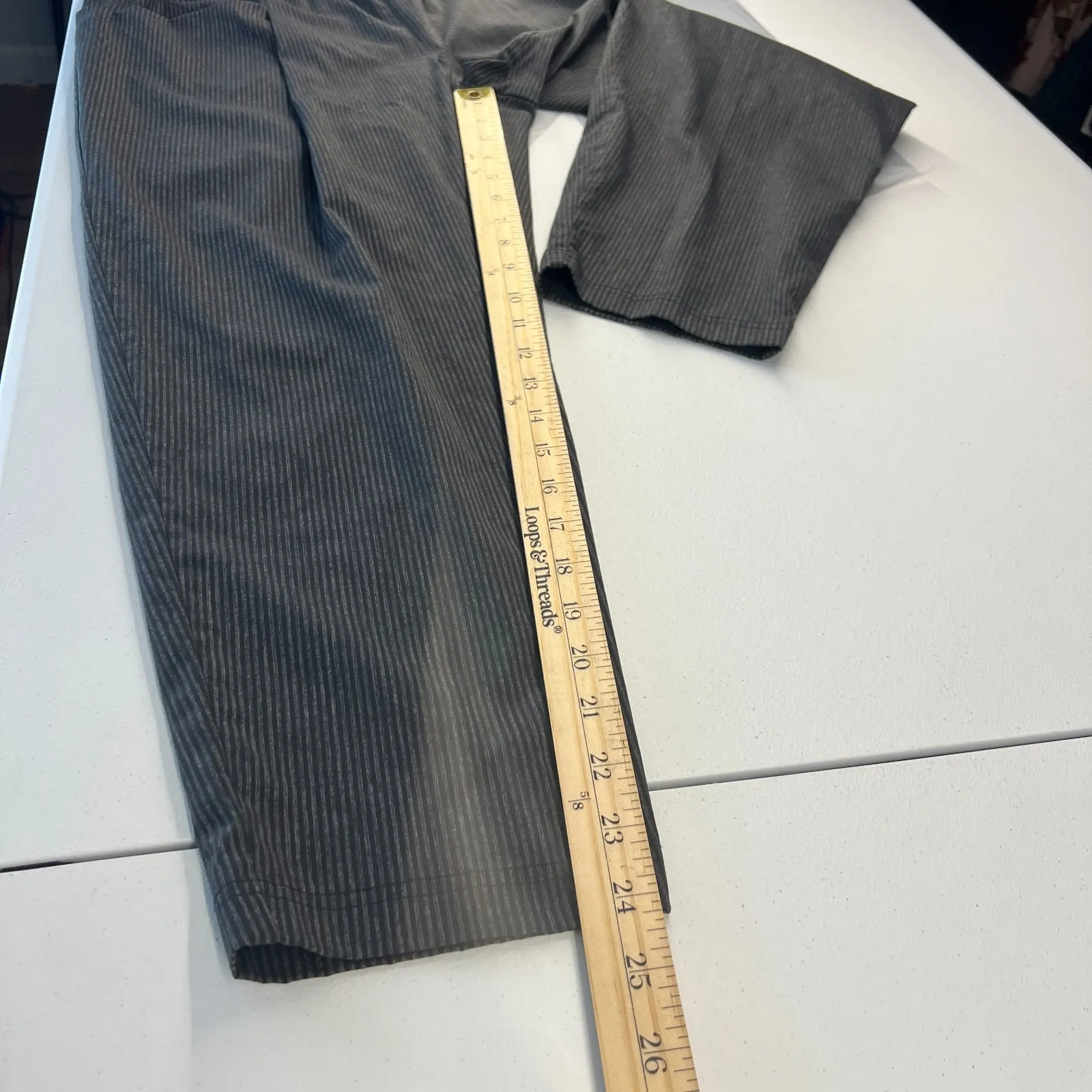 Lucy Get Going Ankle Pants Womens Medium Black Seersucker Tapered Leg Mid Rise - Image 13