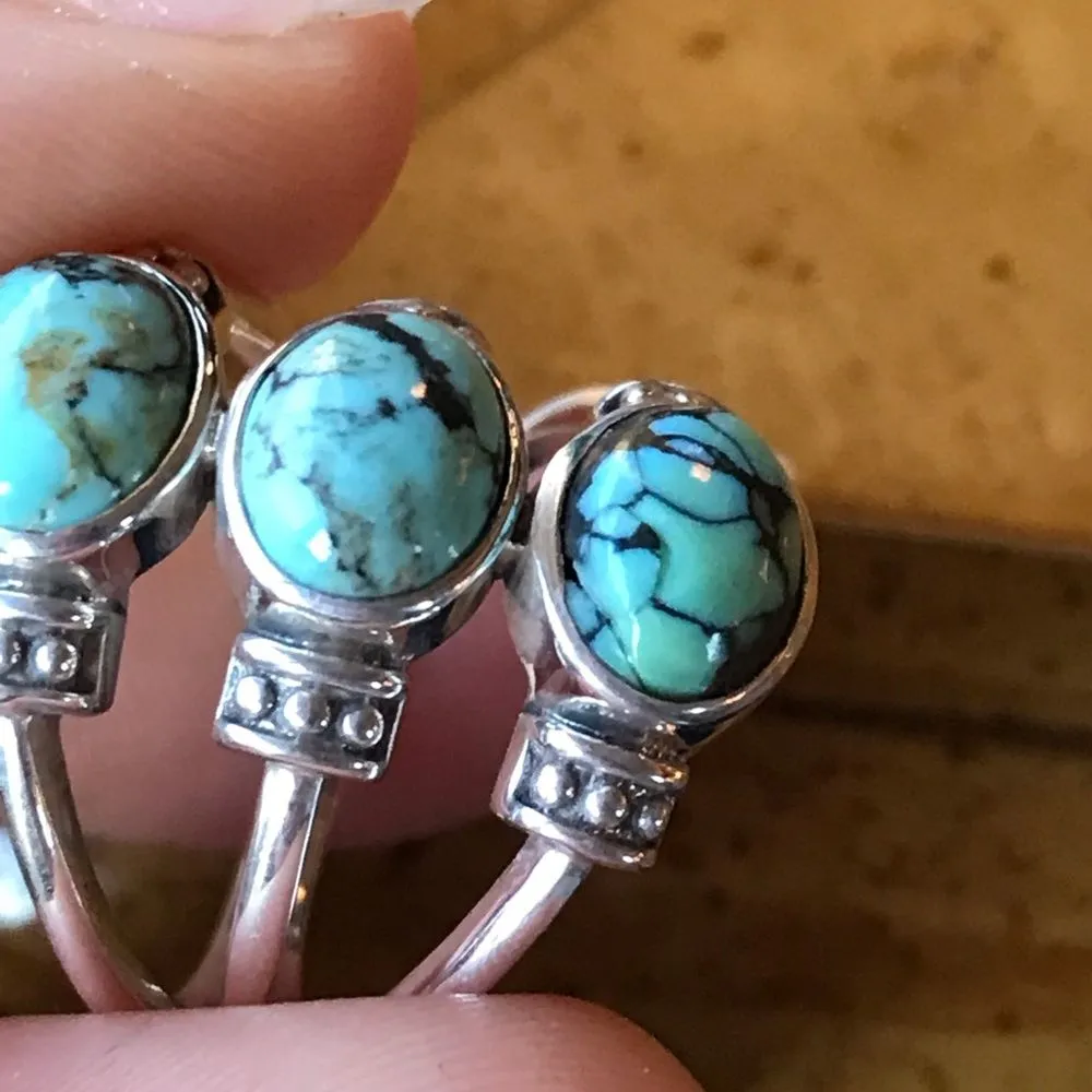 Natural Blue Moon Turquoise Sterling Silver Ring Size 5.75 - Image 10