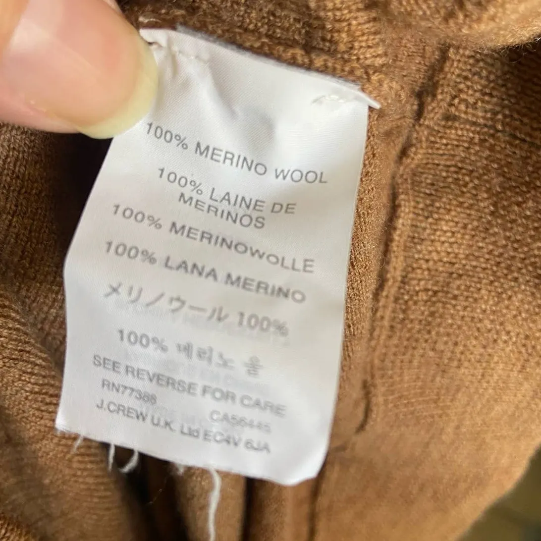 J. Crew Womens Sweater Sz S‎ Merino Wool Asymmetrical Zip Moto Brown Tan Zippers - Image 7