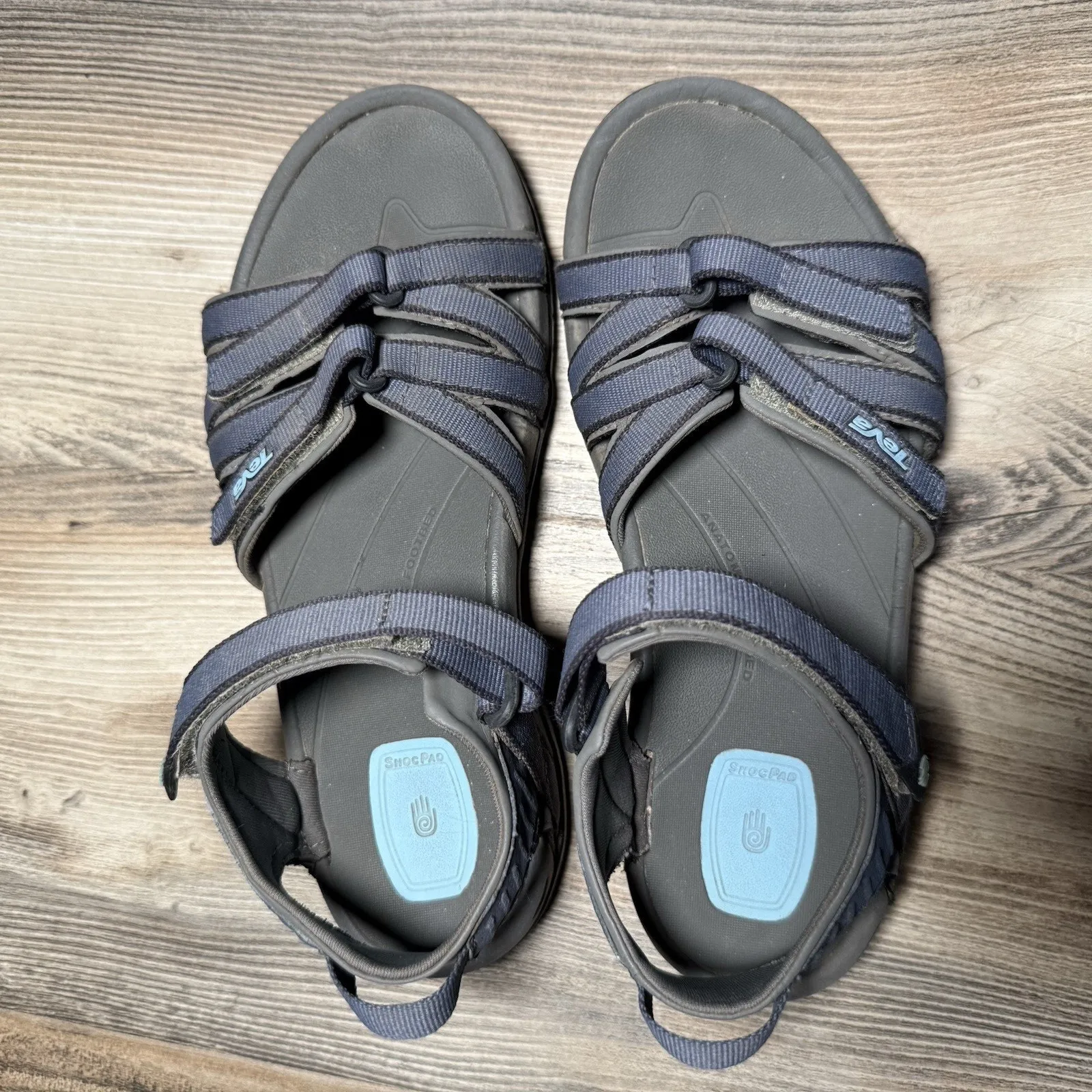 Teva Women’s Strappy Outdoor Sandals Gray Blue Size 8 Comfort Walking - Image 2