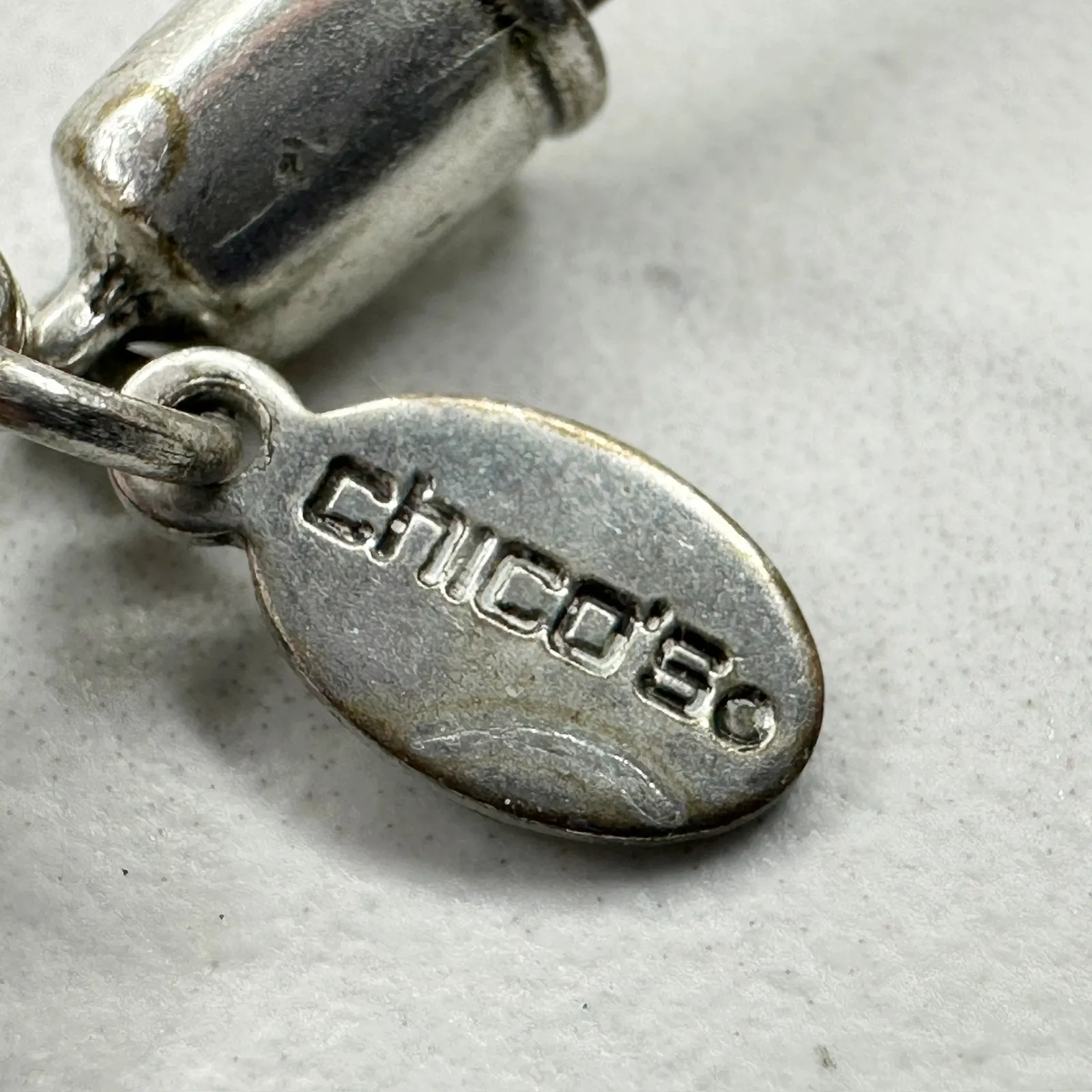 Chico's Striped Slab Pendant on Black Cord and Silver Tone Necklace ✨ - Image 3