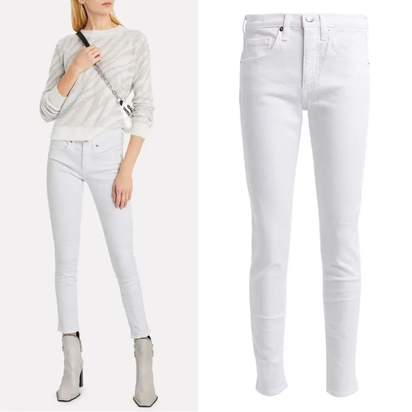 Veronica Beard • Brooke Skinny jeans Mid Rise white stretch denim ankle - Image 2