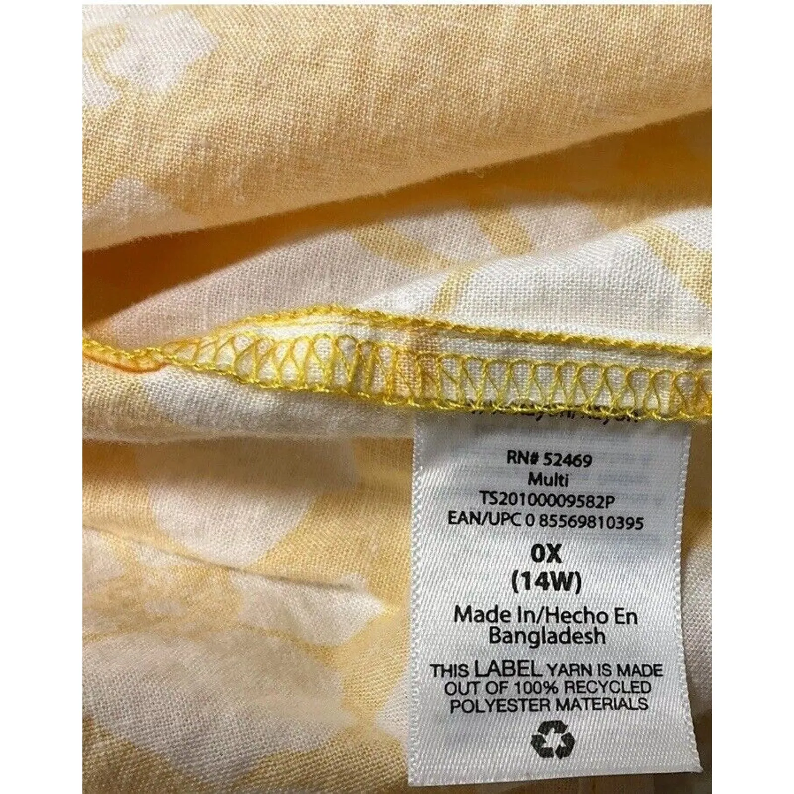 Terra & Sky Womens Size 0X‎ (14W) Yellow White Floral Print Short Sleeve Shirt - Image 6