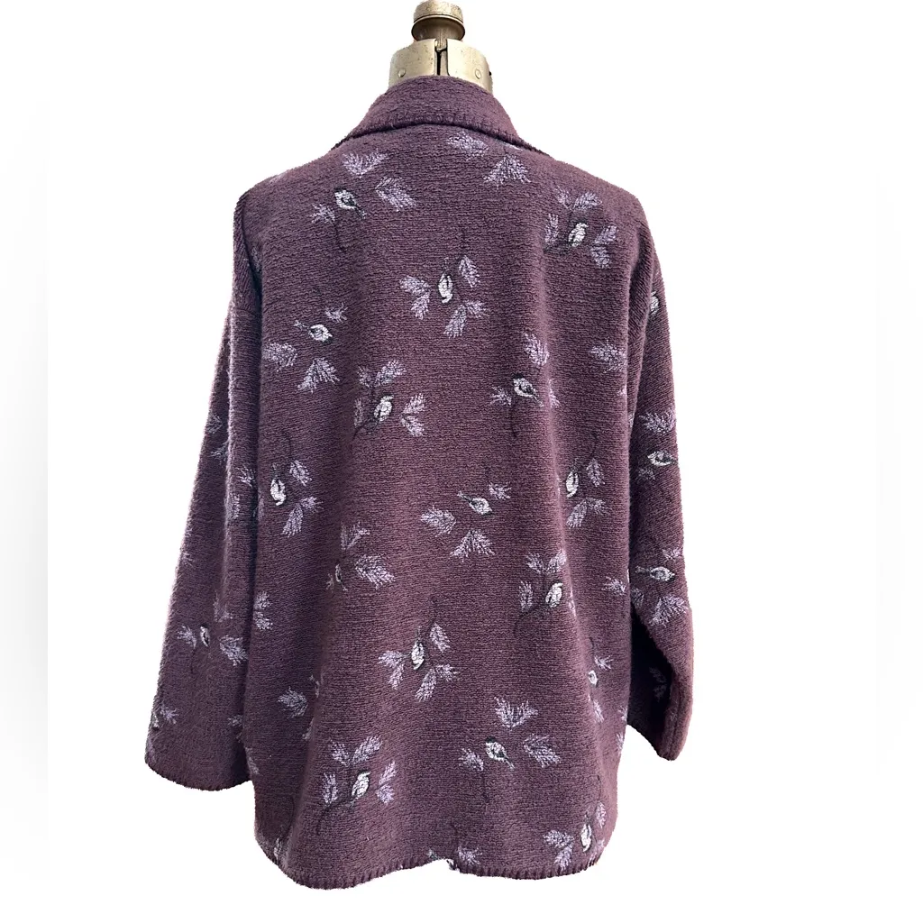 Vintage Artisans Sunschein Designs Birds Women's Jacket Made In USA Soft Fleece Purple Size L - Image 3