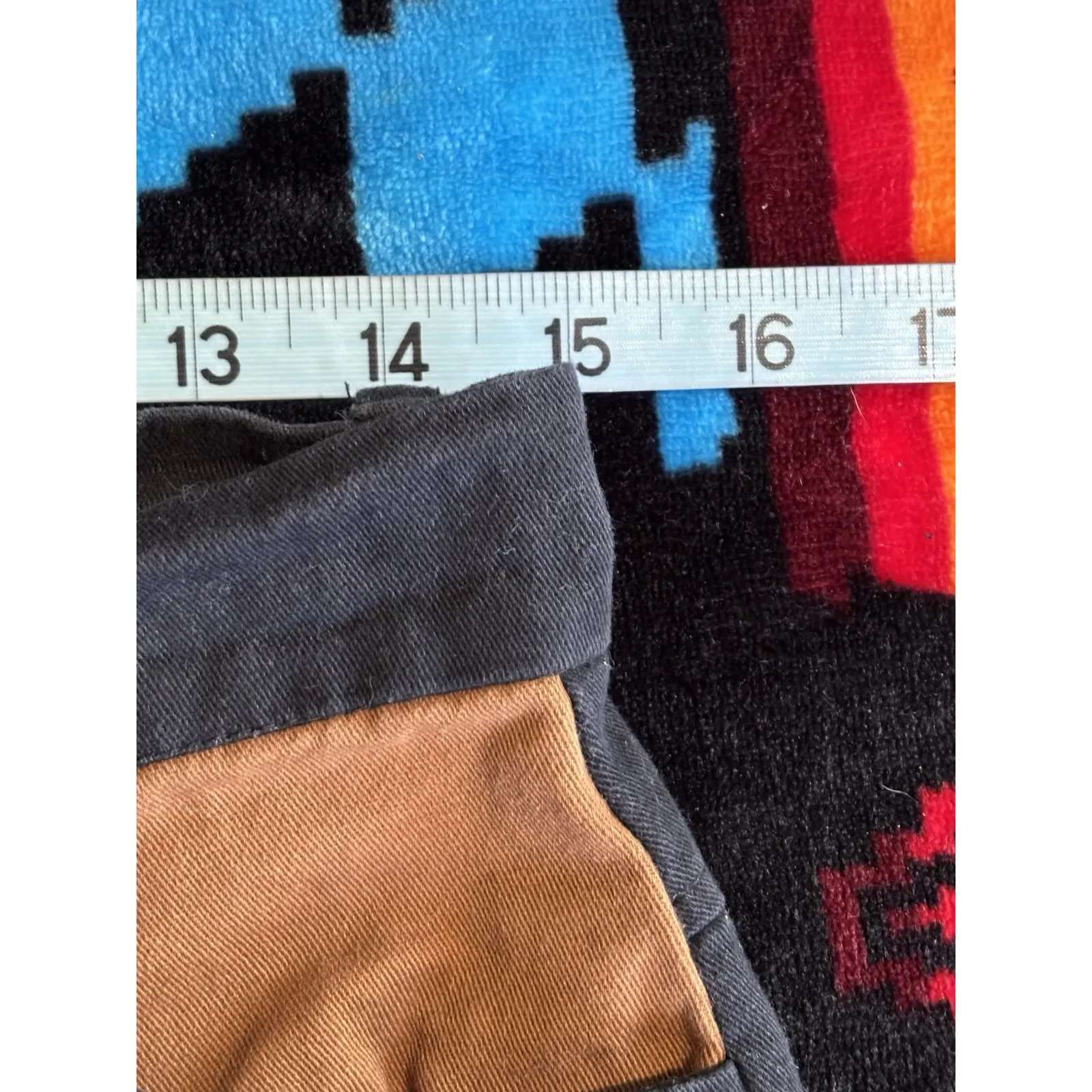 Romwe Black/Tan Colorblock Crop‎ Pant Zip/Button Size Medium Raw Hem High Rise - Image 5