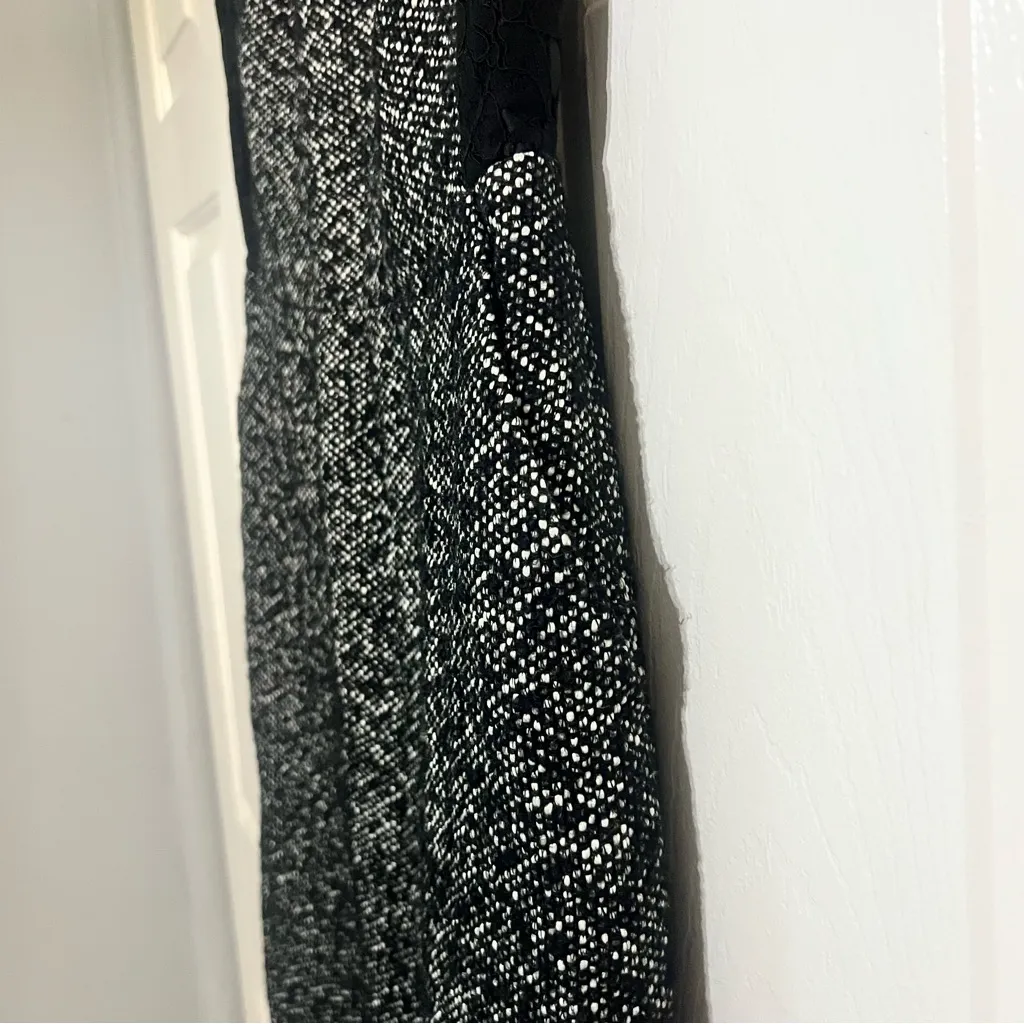 J Crew Black White Tweed Lace Cap Sleeve Contrast Sheath Dress Wool Blend Size 2 - Image 8