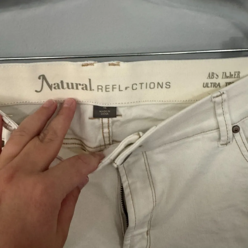 Natural Reflections Ab Slimmer Ultra Stretch White Denim Bermuda Jean Shorts Size 18 W - Image 4