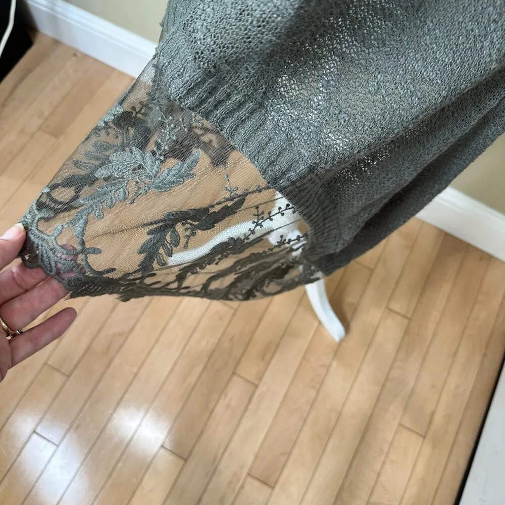 BLUE RAIN Boutique Lace Bottom Open Drape Cardigan Sweater Top - size large - Image 7