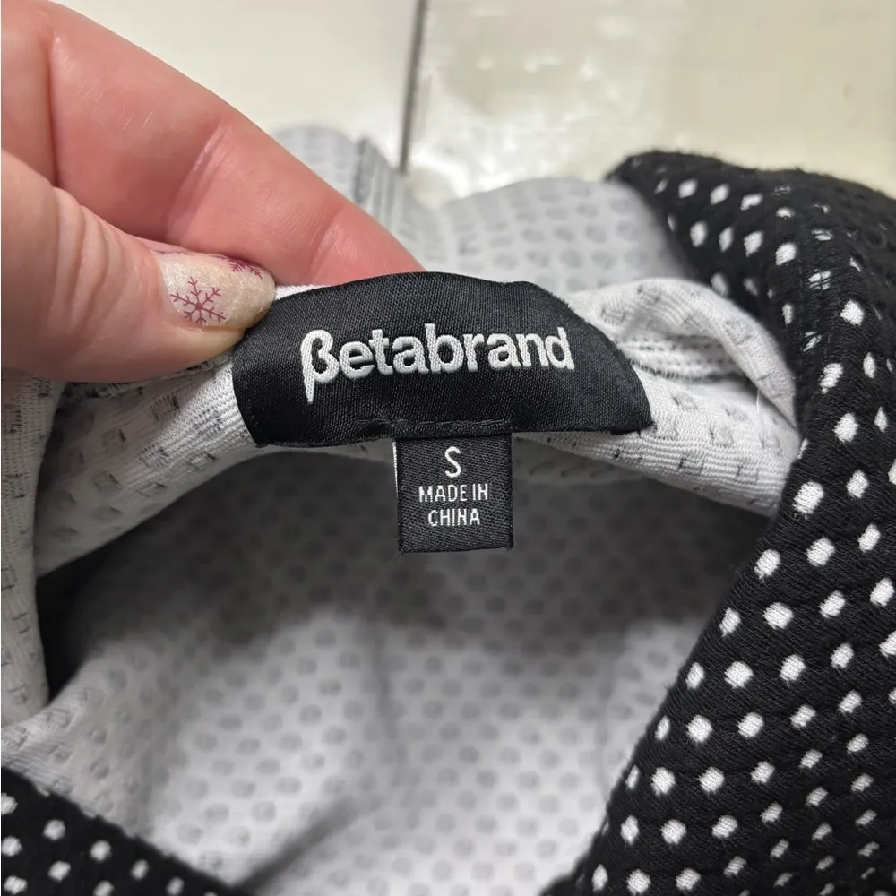 Betabrand Cowl Neck Hooded Tunic Top Black Polka Dots Size Small Drapey Thumb - Image 7