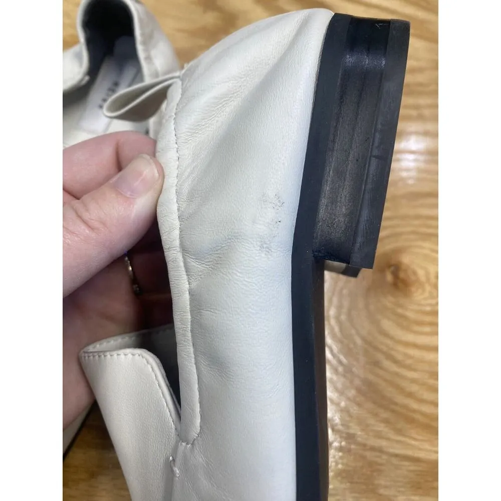 Reiss Aisley Loafer Womens 10 Ivory Leather Slip On Square Toe Comfort Shoes S33 - Image 4