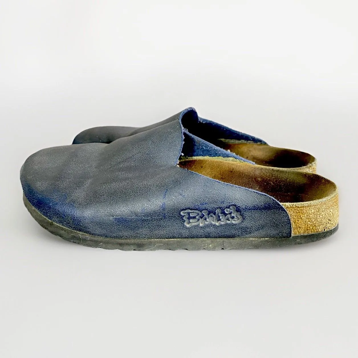 Birkenstock Birki's Amsterdam Clogs Navy Leather Upper. Size 39/8 USA Narrow/Med - Image 5
