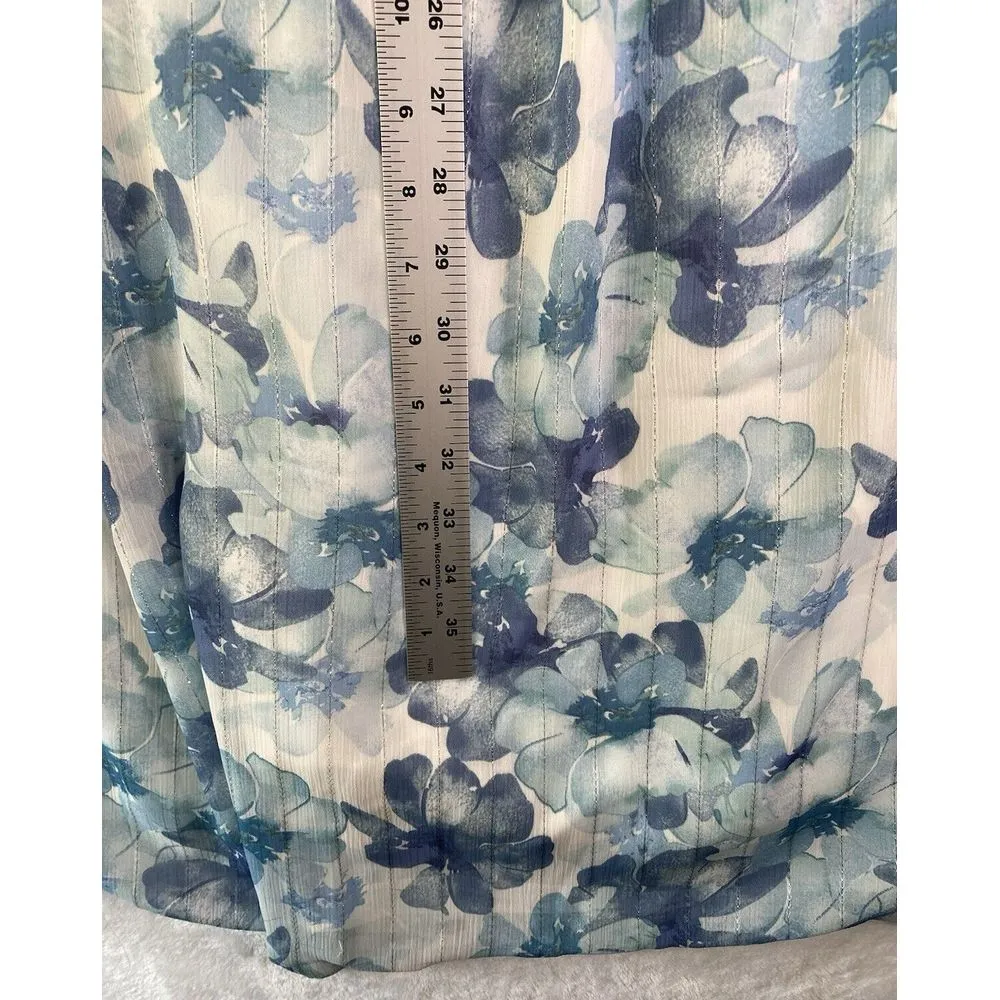 New Storia‎ Sleeveless Dress Women's Sz Large Blue Floral Maxi renaissance dress - Image 4