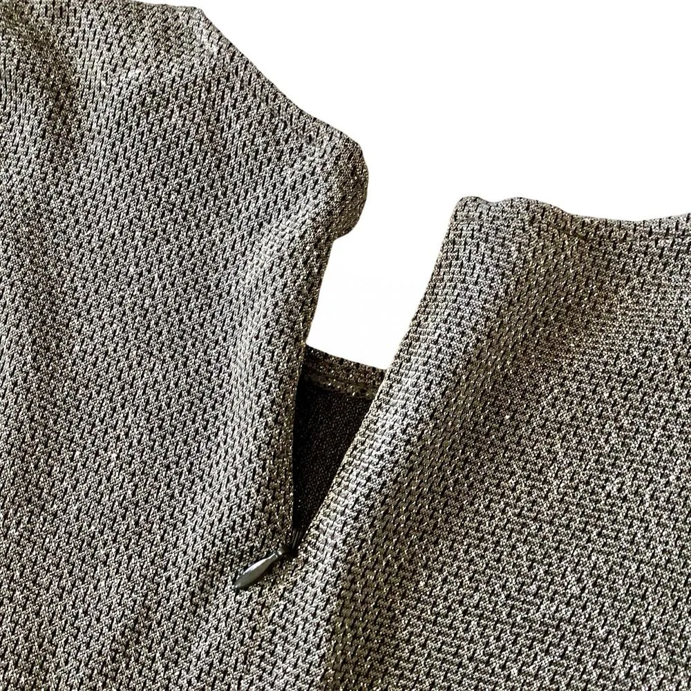 Vtg JS Collections Petite Silver Metallic Formal Dress Set - Image 12