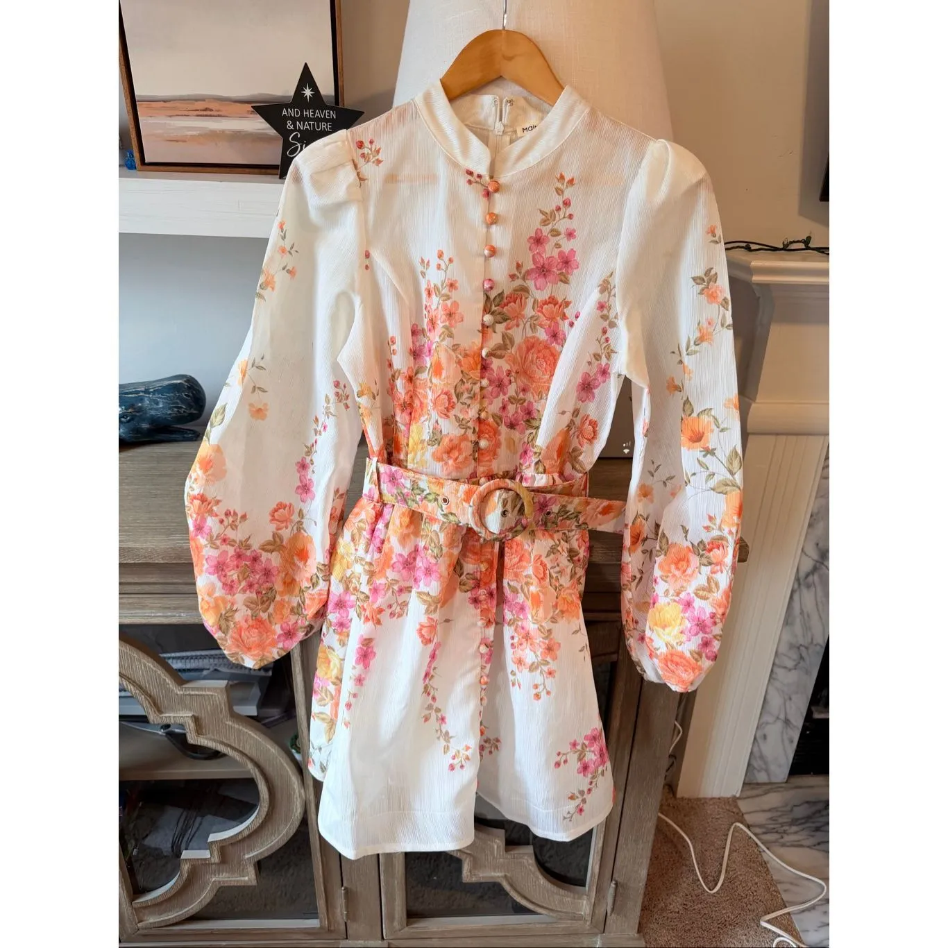 Main Strip Walking On Sunshine Mock Neck Mini Dress Size Large - Image 2