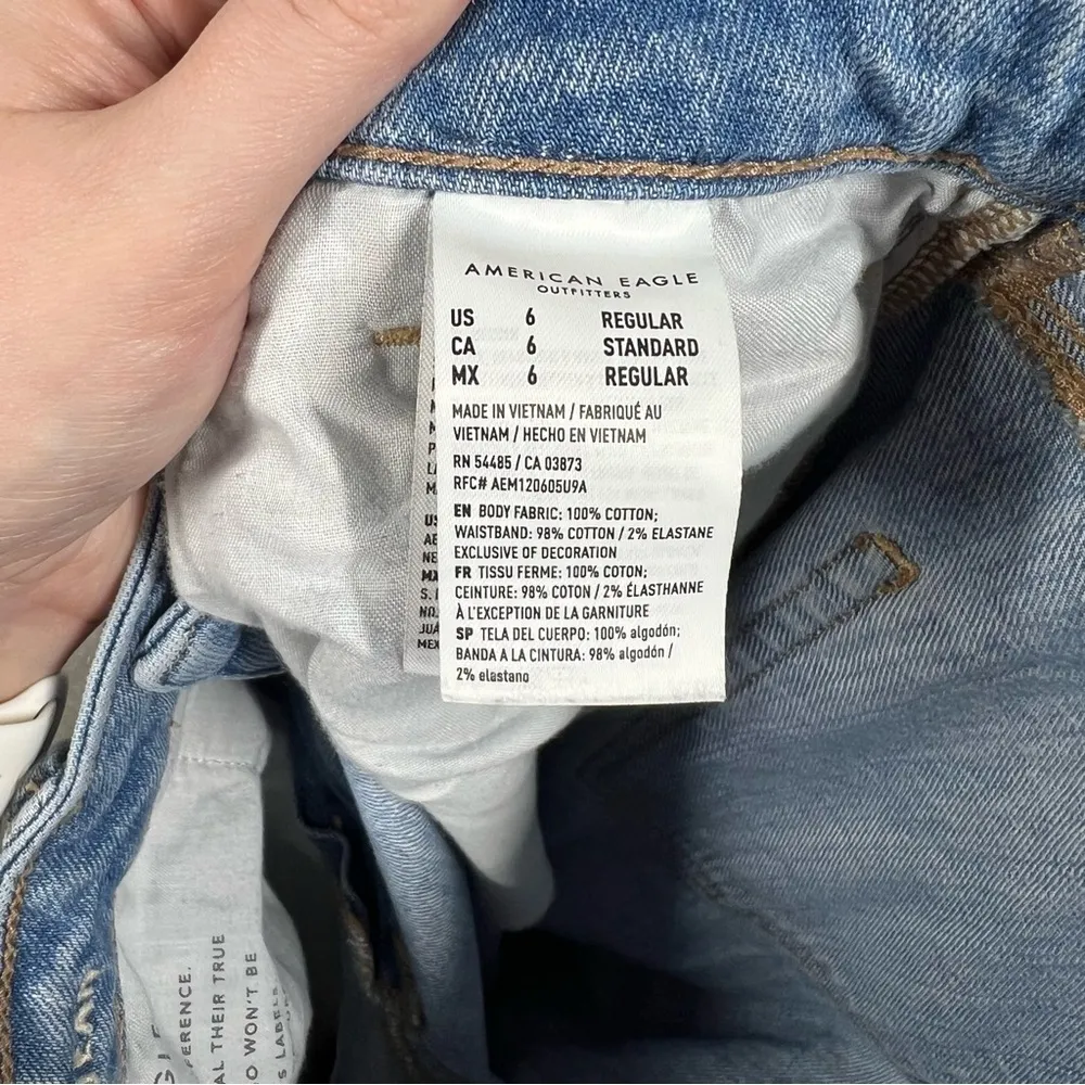 American‎ Eagle Light Wash Distressed Highest Rise Mom Jeans - Image 6