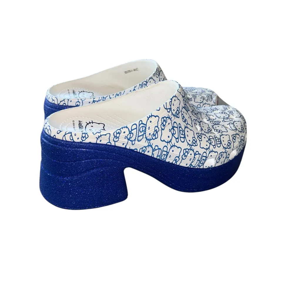 NWT  Crocs Hello Kitty 50th Anniversary Blue Glitter Siren Clog Slip On Blue - Image 5