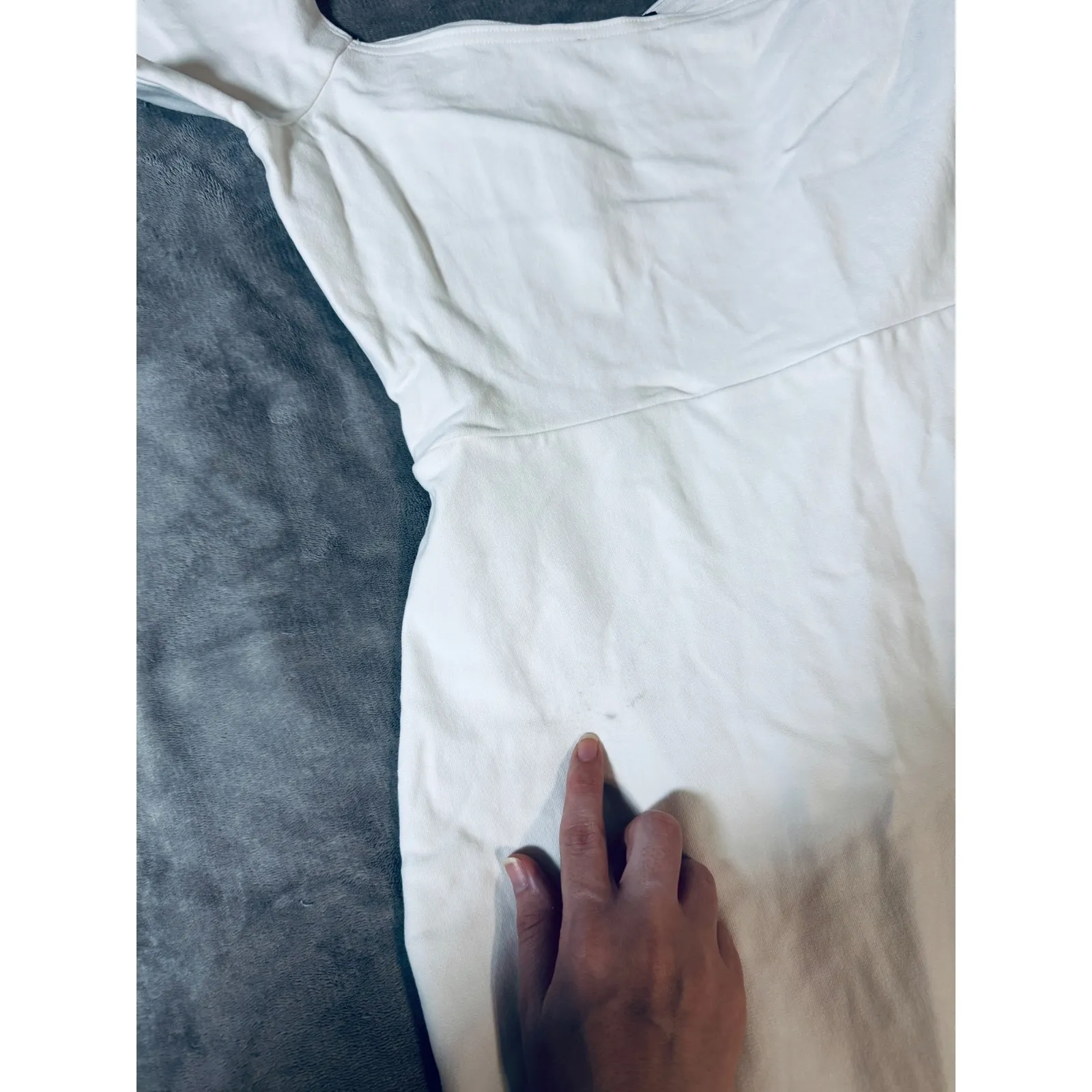 Lulus Ivory Off The Shoulder Midi Dress Size Small FLAW Short Sleeve Formal - Image 8