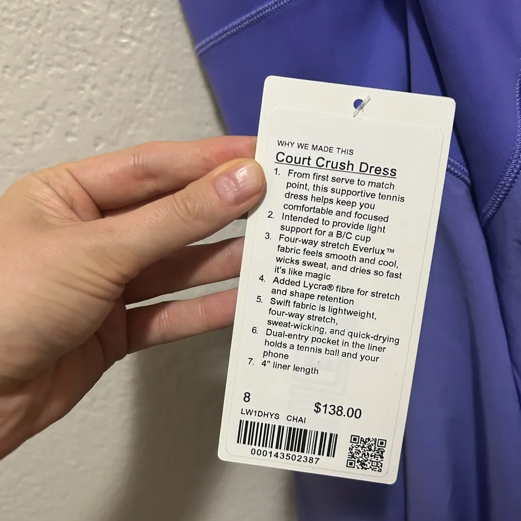 NWT Lululemon Court Crush Dress in Charged Indigo Purple Size 8 - Image 5