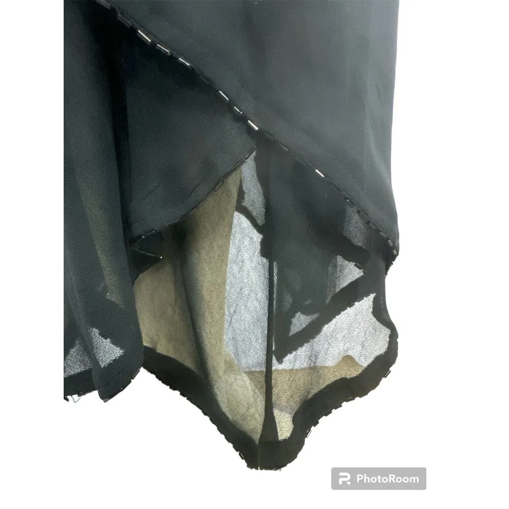 Jeffrey & Dara Evening Skirt Layered Chiffon handkerchief Black beaded size 8 p - Image 5