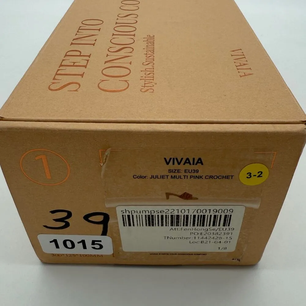 Vivaia Juliet Square Toe Block Heel Slide Sandal Knit Comfort Pink Crochet 8 - Image 9