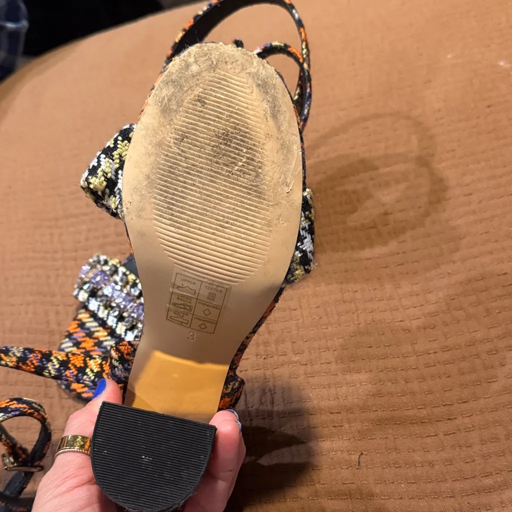 RIVER ISLAND Black and Orange Embellished Heels - Image 9