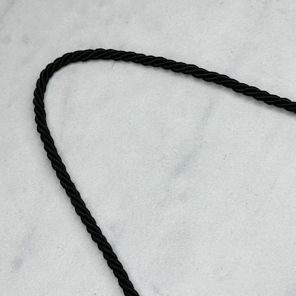 Chico's Black Rope with Floral Silver Tone Tassel Pendant Necklace - Image 4