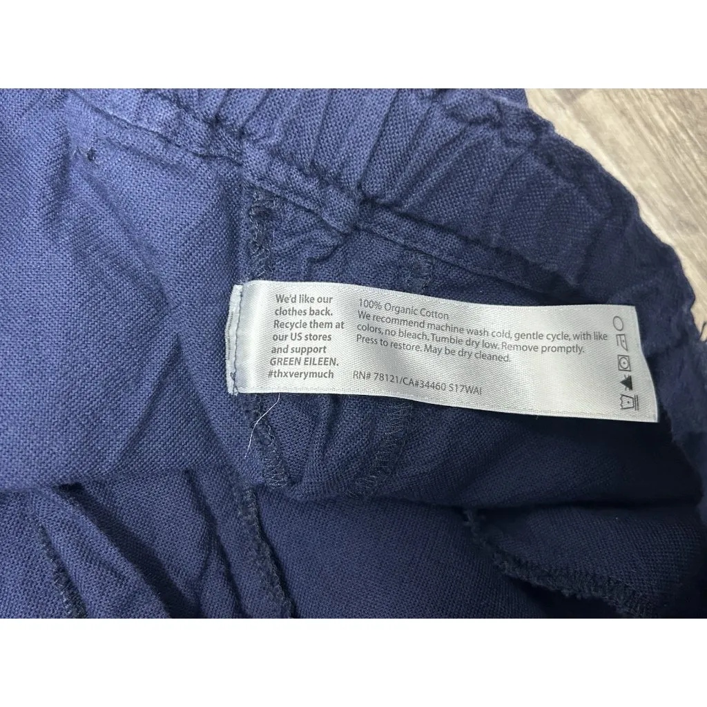 Eileen Fisher Organic Cotton Capri Pants Medium Navy Pull On Wide Leg Casual - Image 5