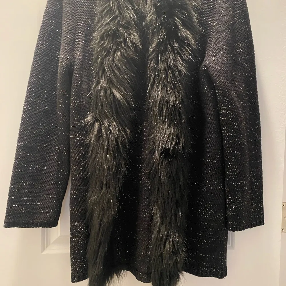 Ruby Rd. Ruffled Poncho Black Sweater Size S - Image 3