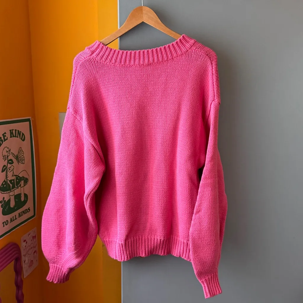 Princess Polly Harmony Pink Oversized Pullover Sweater L/XL - Image 9