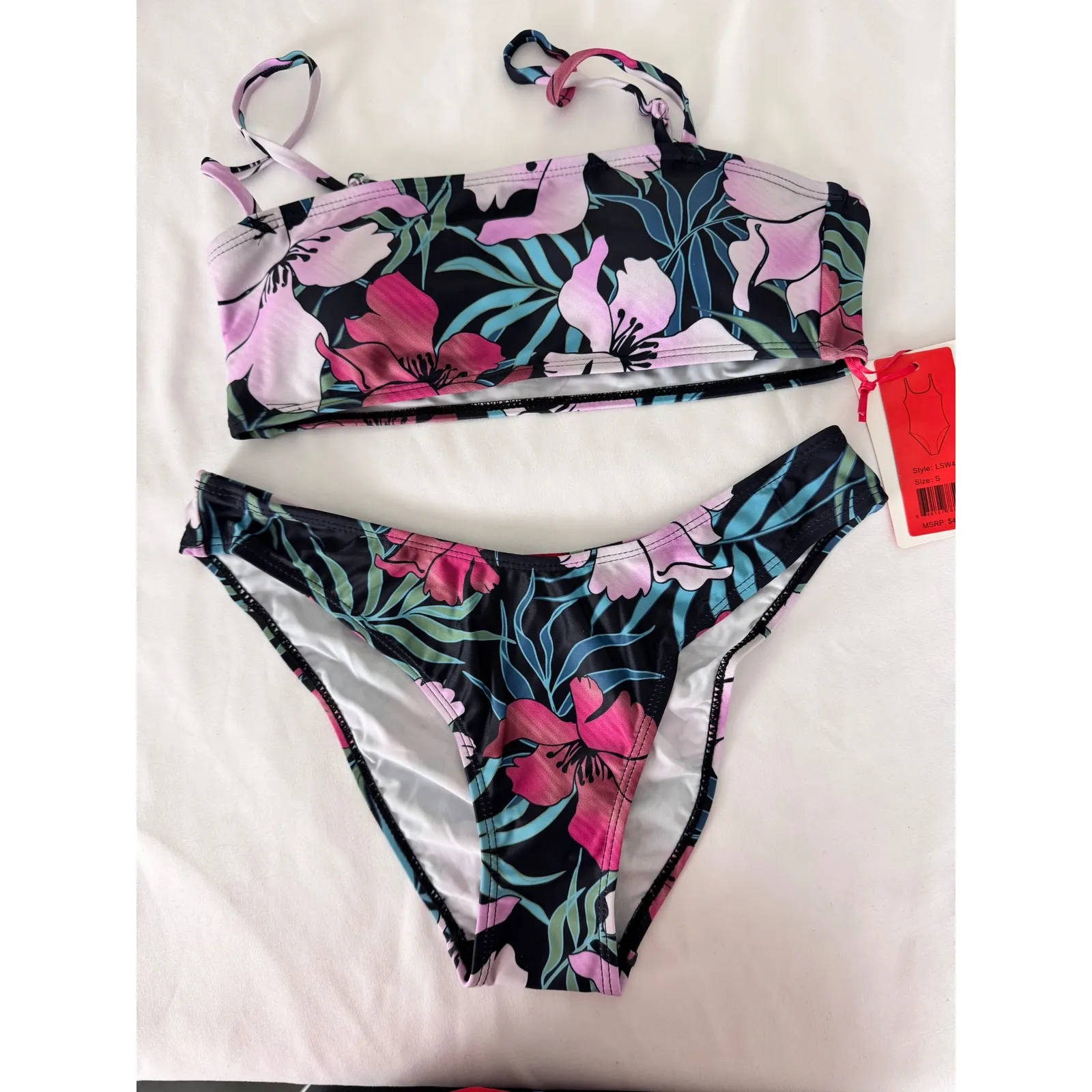 Emme Jordan Floral Bikini Set‎ Padded Top Swimsuit Beach Vacation S - Image 2