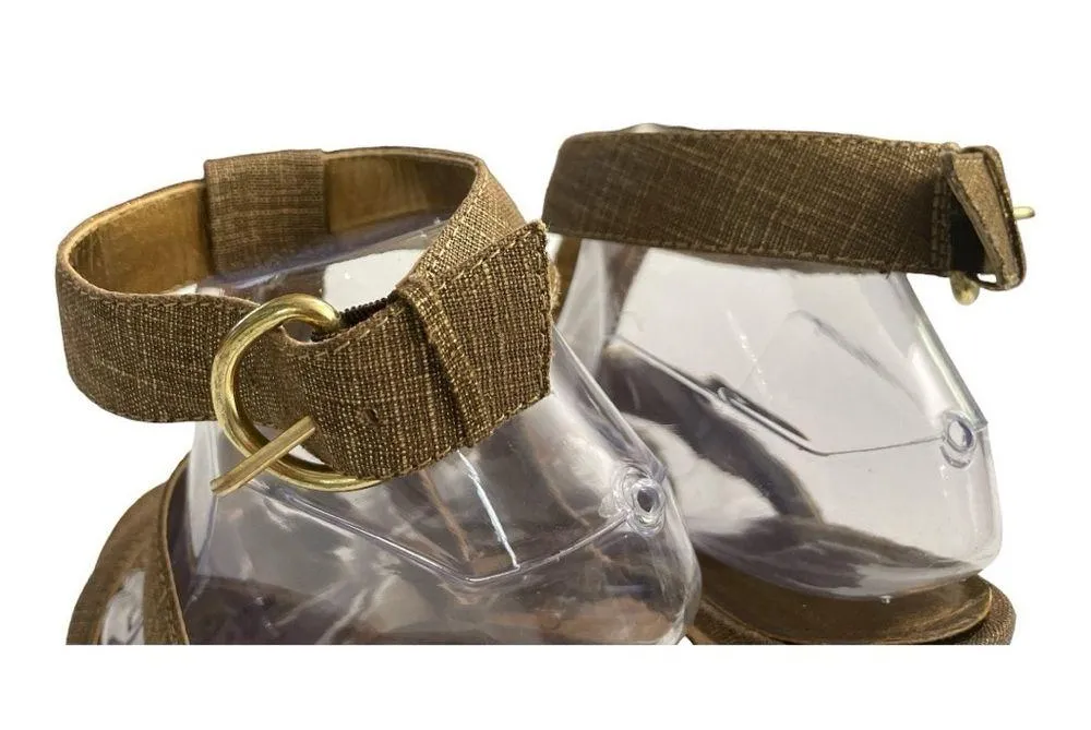 Chinese laundry denim and gold strapped cork heels size 10M - Image 9