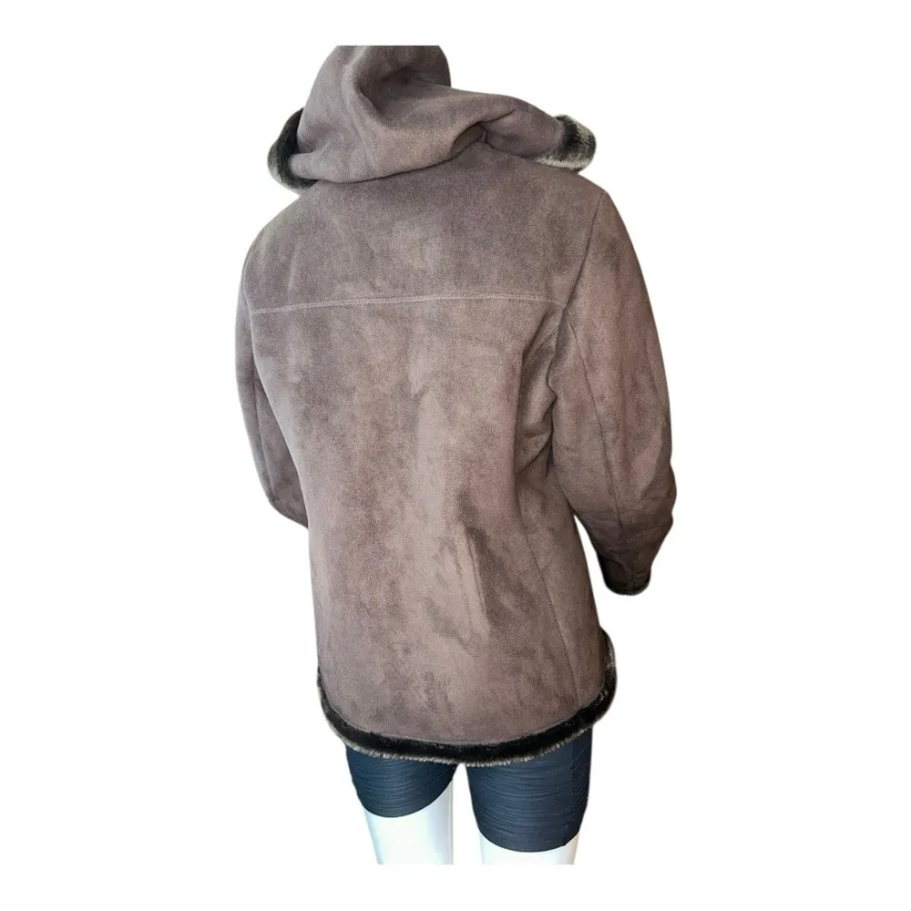 Jones New York Womens Brown Long Sleeve Hooded Fleece Full-Zip Jacket Size M - Image 4