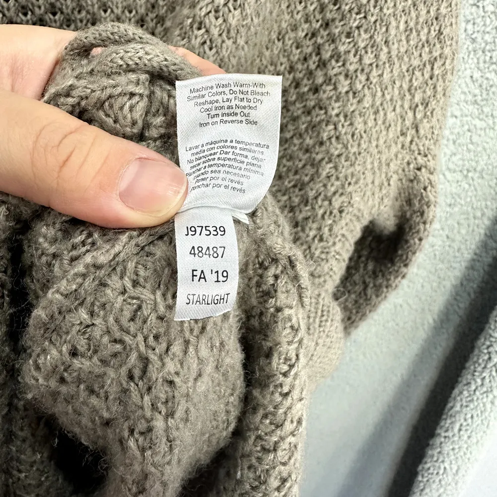 Venus Sweater Womens 1X‎ Beige Crochet Knit Lace Up Accent Boho Chic Costal Cozy - Image 7