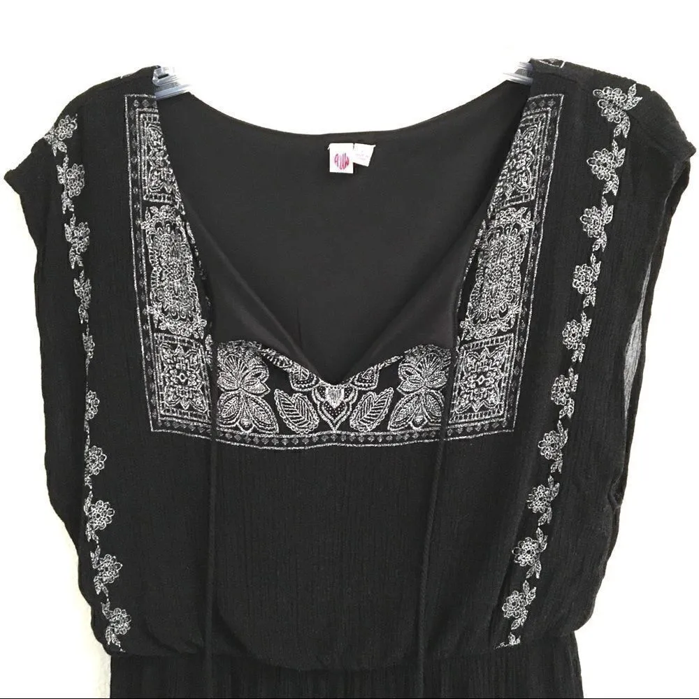 AUW BoHo sleeveless tassel mini dress L Black Size L - Image 2