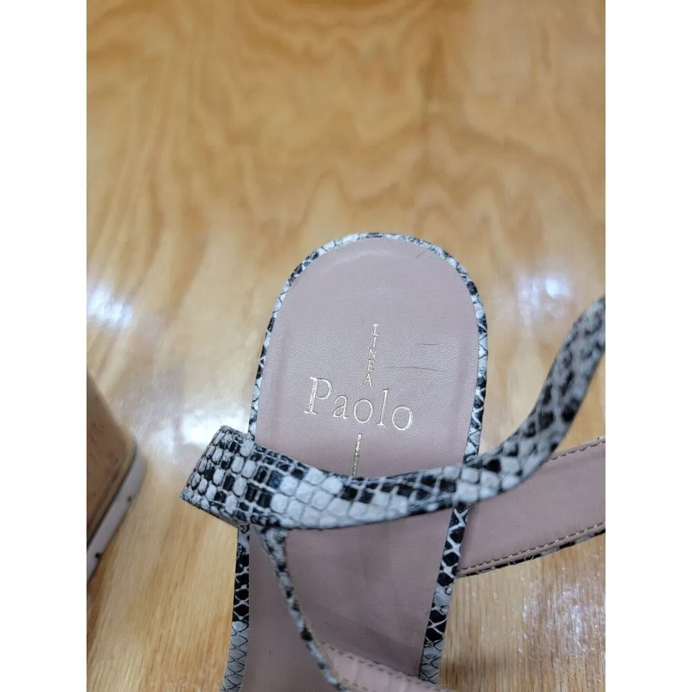 Linea Paolo Ella Wedge Sandals Women's 11 M White Black Leather Slip On S10 - Image 5