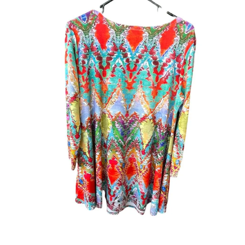 Amma size L boho southwest Aztec knit tunic top Red Size L - Image 3