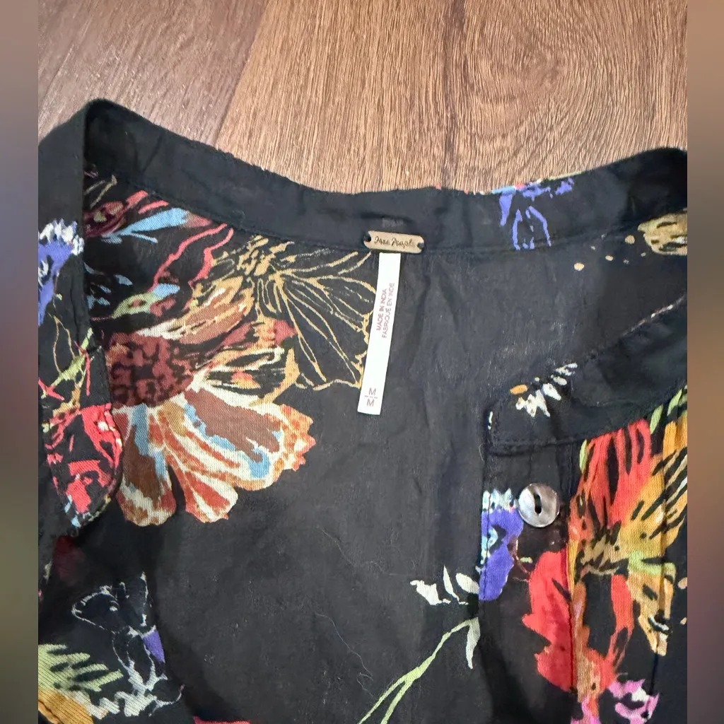 NWOT $98 Free People Sweet Escape Black Floral Baby Doll Top sz M blouse casual - Image 6