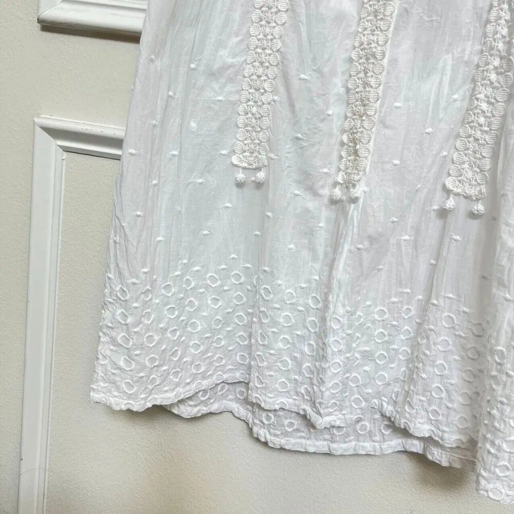 Anthropologie Alphamoment Cotton Dress Embroidered Lace Swim Coverup Sz 36 Whit - Image 3