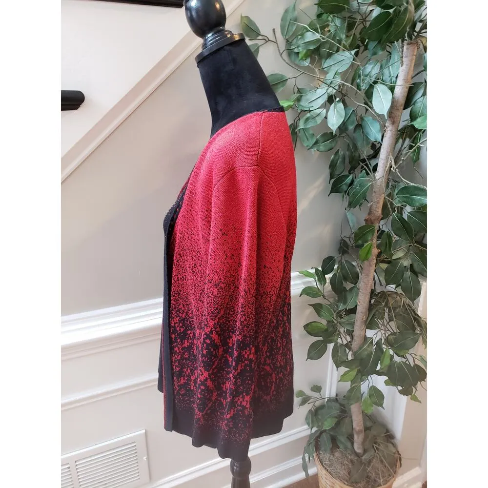 ALFRED DUNNER Cardigan Sweater Womens Large Black & Red Long Sleeve Round Neck - Image 14