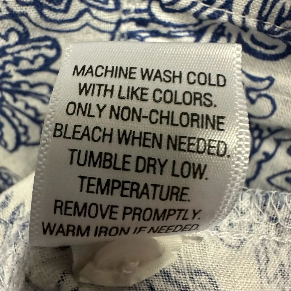 Dana Buchman Sleeveless Button Up Paisley Print Blue White Pocket Shirt Size XL - Image 8