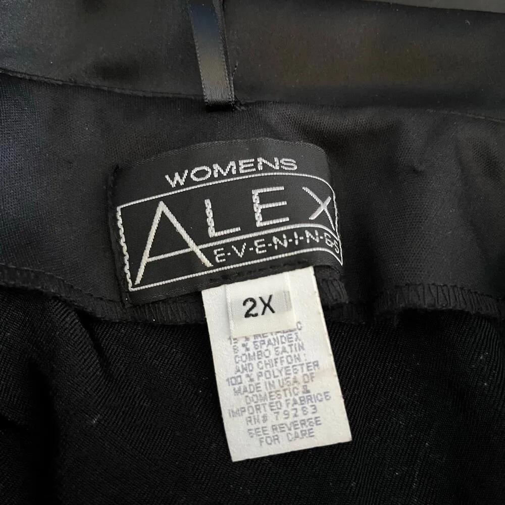 Alex Evenings Black Paisley Print Satin Shawl Collar Chiffon Long Sleeve Jacket - Image 4