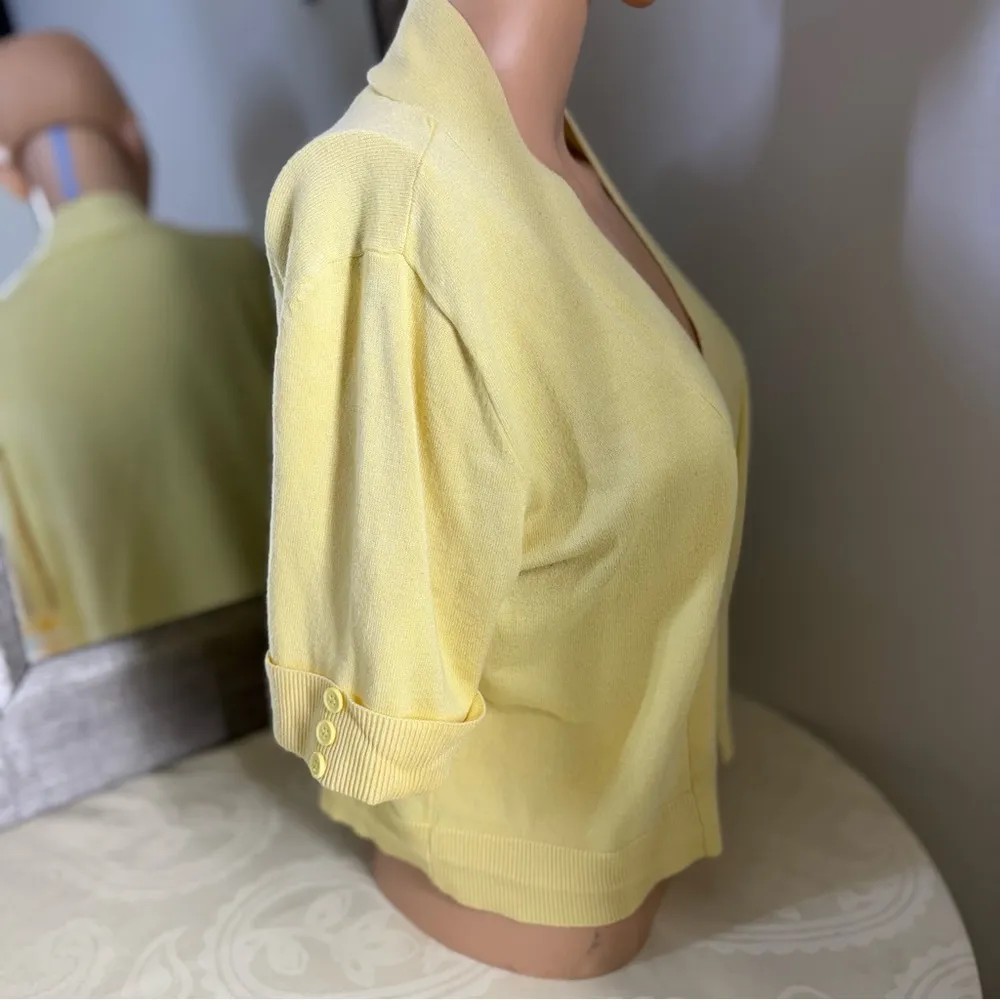 89th & Madison Yellow Knit Cardigan V - Image 9