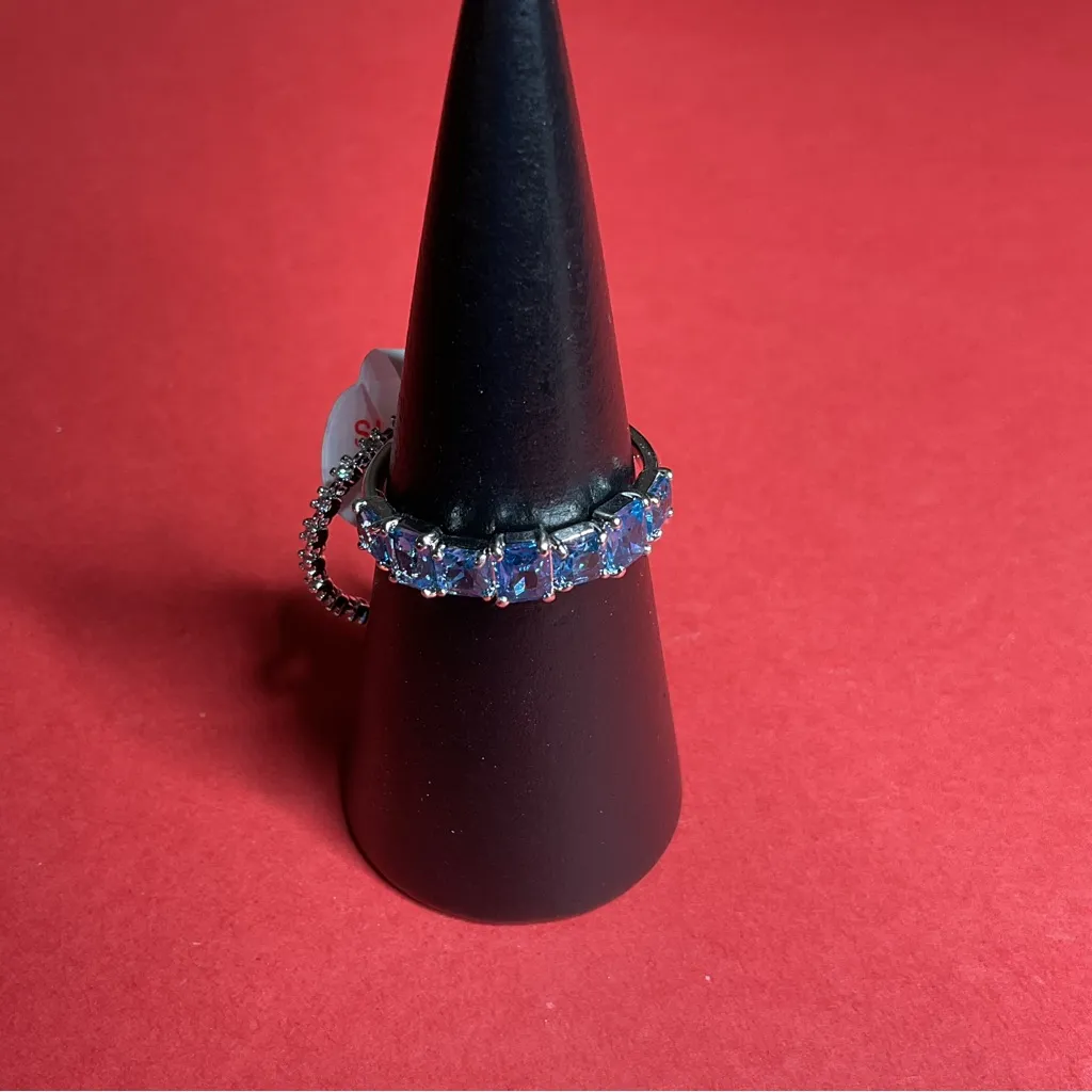 Bomb Party RBP6677 “It Was Always You” LC Blue Topaz on Rhodium Size 10 Ring NWT - Image 4