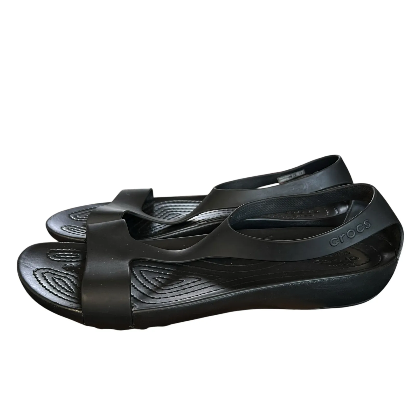 Crocs Women’s Slingback Sandals Black Comfort Flats Water-Friendly Shoes Size 9 - Image 4