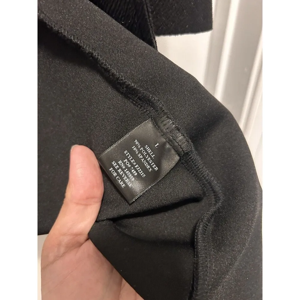 VICI Black Long Pocketed Coat Wide Lapels Open Front With Pockets Size Large - Image 4