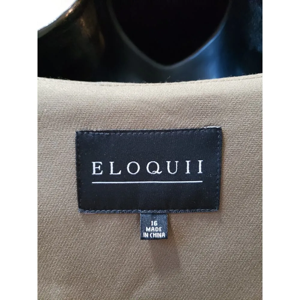 Eloquii Cardigan Jacket Womens 16 Tan Workwear Slim Fit Split Sleeve Open Front - Image 2
