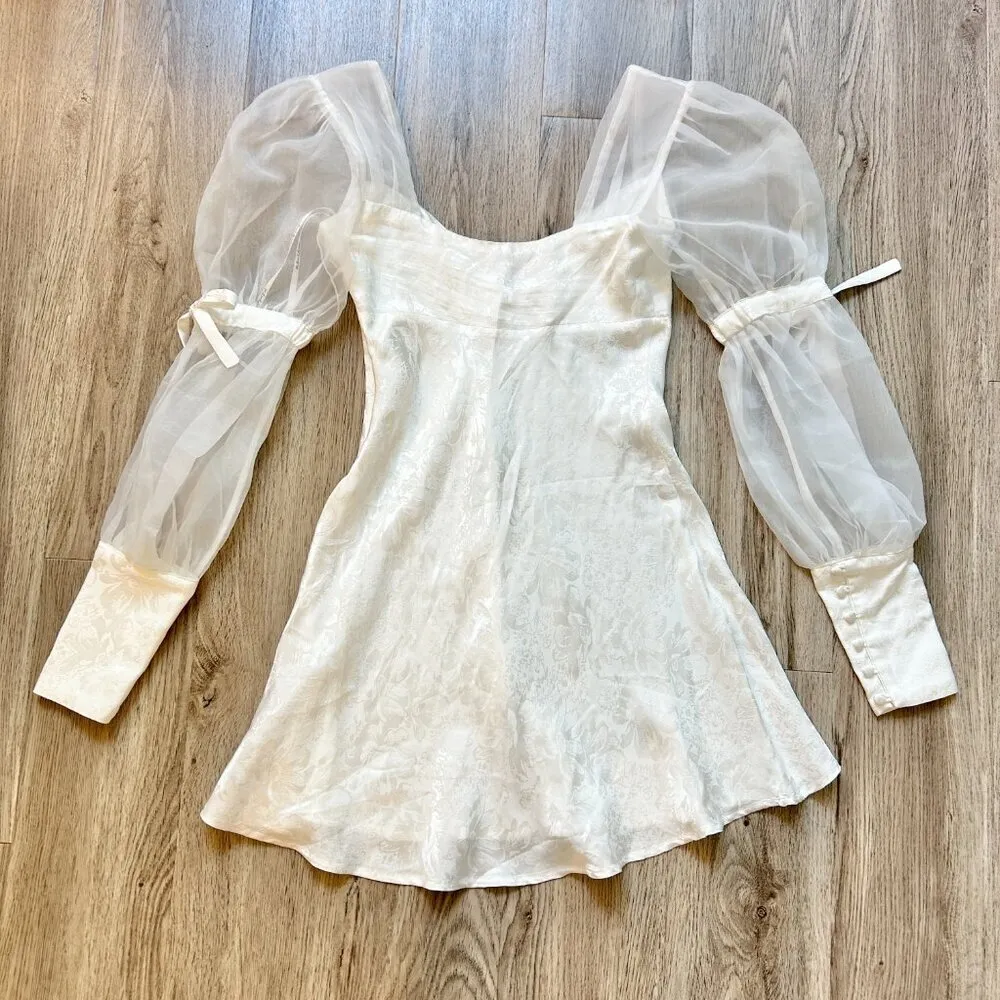 For Love & Lemons Gabrielle Mini Puff Dress in White Size XS - Image 10