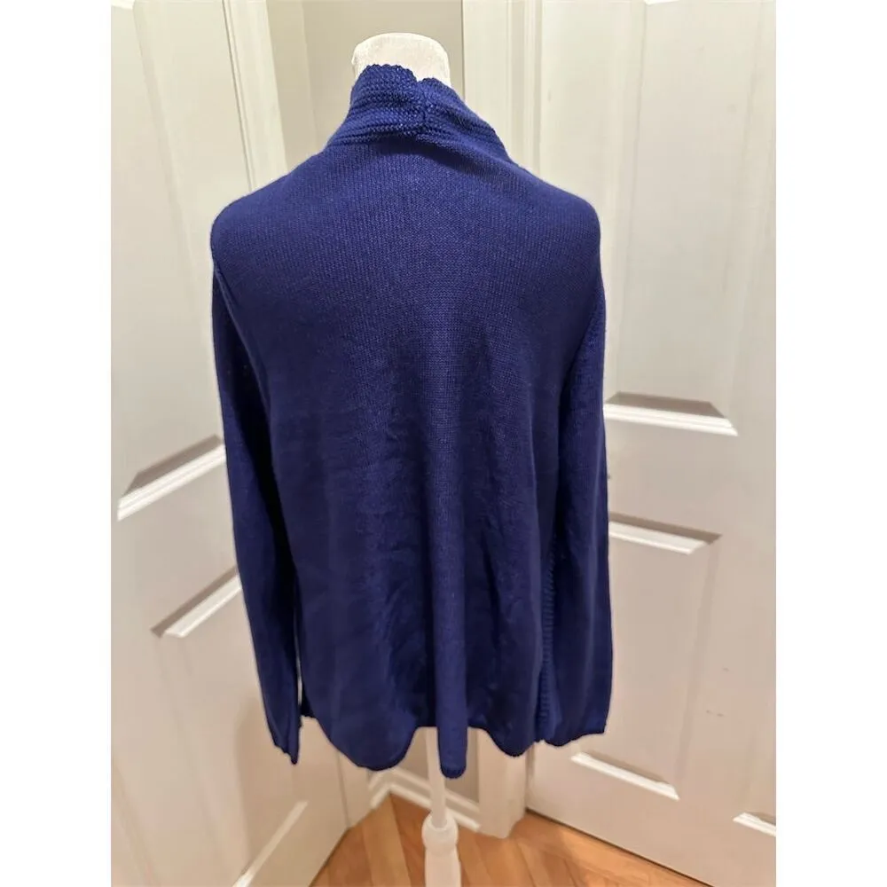 Chico's Women's Open Front Cardigan Shawl Collar Blue Size 2 - Image 2